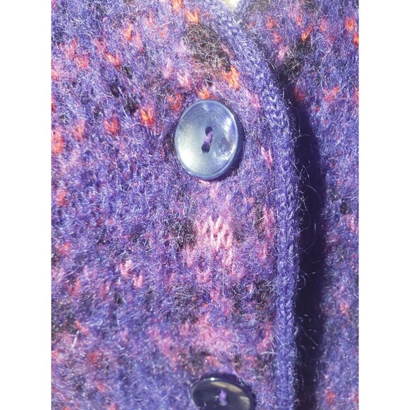 Vintage 90s LizSport Purple Plaid Mohair Button Up Academia Sweater Vest Sz L - Picture 3 of 14